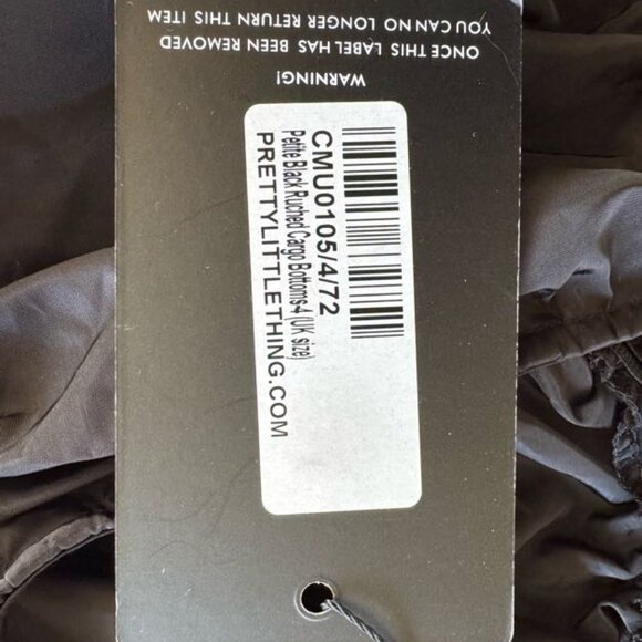 Prettylittlething ruched cargo bottom pants black new Sz 2 XS - Picture 10 of 10